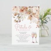 Blütenblätter und Bubbly Prosecco-Brautparty Einladung (Stehend Vorderseite)
