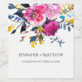 Blütenblättern Wasserfarbe Florals Weinetikett (Einzelnes Label)