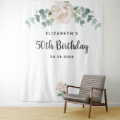 Blütenblättrige Eukalyptus-Grünpflanzen Weiß elega Wandteppich (Beispiel)