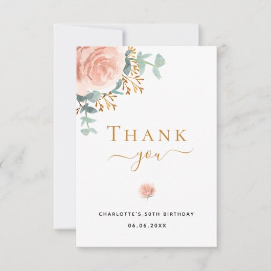 Blütenblättrige Eukalyptus-Rose Dankeskarte (Vorderseite)