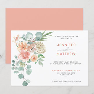 Blütenblättriger Apricot-Blumenstrauß Horizontal| Einladung