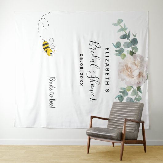 Blütenblättriger Eukaluptus-Blütenblüte zu Biene Wandteppich (Beispiel (Horizontal))