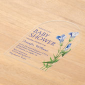 Blütenblau-Aquarell-Babydusche Acryleinladungen (Ablage )