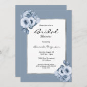 Blütenblau, Aquarellblumen Brautparty Einladung (Vorne/Hinten)