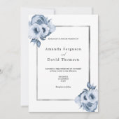 Blütenblau, Aquarellblumen Hochzeit Einladung (Vorderseite)