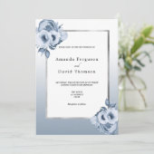 Blütenblau, Aquarellblumen Hochzeit Einladung (Stehend Vorderseite)