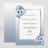 Blütenblau, Aquarellblumen Hochzeit Einladung (Vorne/Hinten)