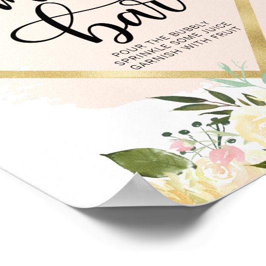 Blütenblau Farbe Wasser Rosa Gold MIMOSA BAR-Zeich Poster (Ecke)