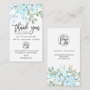 Blütenblau florales Logo Ordnung danke Visitenkarte