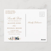 Blütenblau-Foto Save the Date Postkarte (Rückseite)