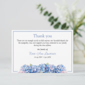 Blütenblau-Hydrangea-Beerdigung Dankeskarte (Stehend Vorderseite)