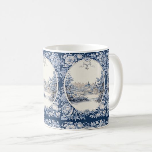 Blütenblau Kaffeetasse (VorderseiteRechts)