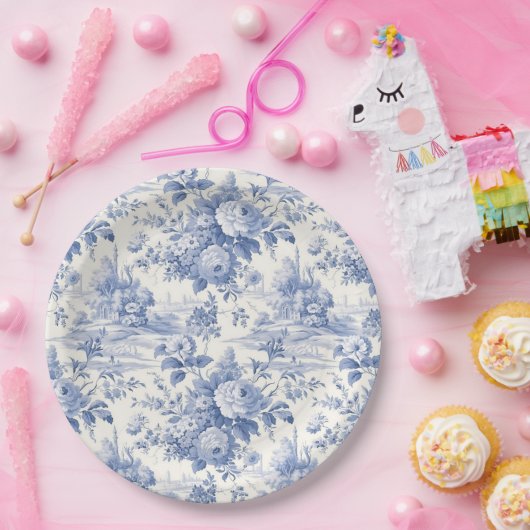 Blütenblau Pappteller (Party)
