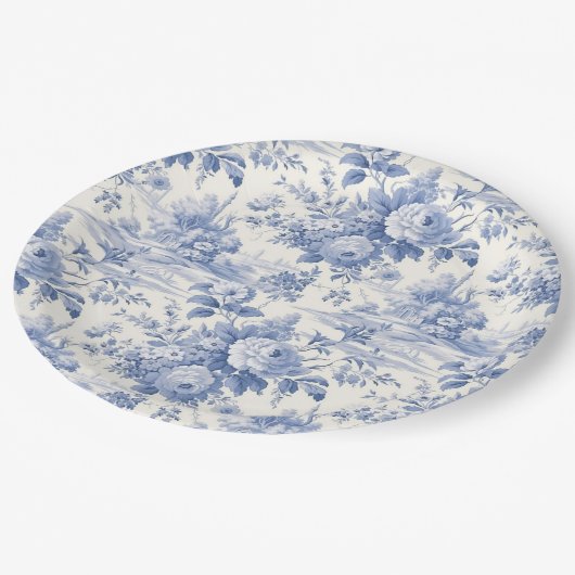 Blütenblau Pappteller (Schrägansicht)