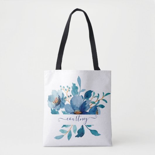 Blütenblau personalisiert tasche (Vorderseite)