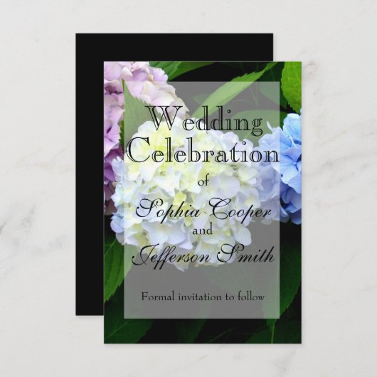 Blütenblau-Rosa lila Blüten Hydrangeas Save The Date (Vorne/Hinten)