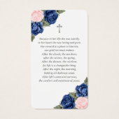 Blütenblau Rosa Silberflorenkarte Beerdigung Gebet (Rückseite)