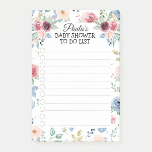 Blütenblau Rose Kinderdusche zu erledigen Post-it Klebezettel
