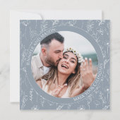 Blütenblau Save the Date Foto (Rückseite)