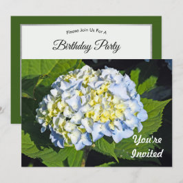 Blütenblau und Gelb-Hydrangea-Foto Geburtstag Einladung
