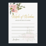 Blütenblau und goldener Hinweis für die Braut<br><div class="desc">Trendy Blush and Gold Wedding floral Aquarell Brautparty Ratschläge für Bride-to-be-Karten mit eleganter Handschrift Typografie,  die auf Ihre Besonderheiten angepasst werden kann.</div>