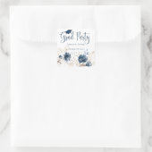 Blütenblau und goldfarbener Abschluss Quadratischer Aufkleber (Tasche)