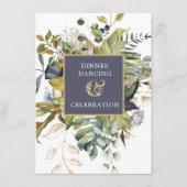 Blütenblau und grün, goldene Ampere und EMPFANG Begleitkarte (Vorderseite)