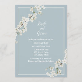 Blütenblau und weiß Einladung