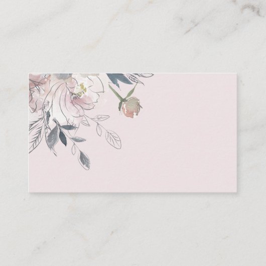 Blütenblau Wasserfarbendusche Begleitkarte (Rückseite)