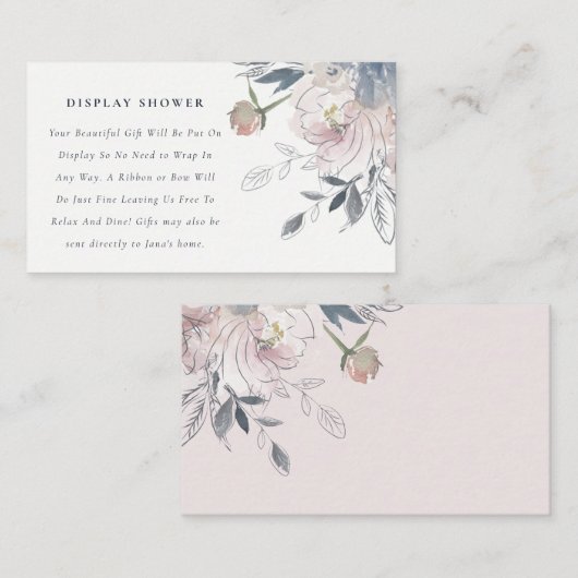 Blütenblau Wasserfarbendusche Begleitkarte (Vorne/Hinten)