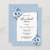 Blütenblau-weiße Brautdusche Einladung Postkarte (Vorne/Hinten)