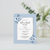 Blütenblau-weiße Brautdusche Einladung Postkarte (Stehend Vorderseite)