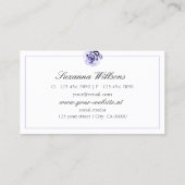 Blütenblau-weiße Niedliche Rose mit Initialen Visitenkarte (Rückseite)