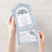 Blütenblaue Aquarellfarben-Blume All In One Einladung (Abreißen)