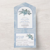 Blütenblaue Aquarellfarben-Blume All In One Einladung (Innen Boden)