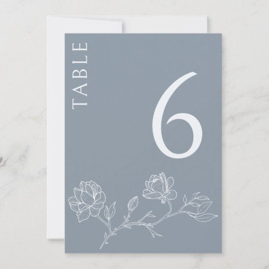 Blütenblaue klassische Hochzeitsfeiern Tischnummer (Vorderseite)