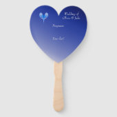 Blütenblaue Vögel in Herzform in nachtblau Fächer (Rückseite)