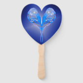 Blütenblaue Vögel in Herzform in nachtblau Fächer (Vorderseite)