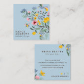 Blütenblauer Blumenstrauß Quadratische Visitenkarte (Vorne/Hinten)