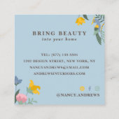 Blütenblauer Blumenstrauß Quadratische Visitenkarte (Rückseite)