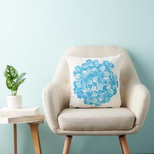 Blütenblauer botanischer Hydrangeus Blume Blüten Kissen