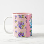 Blütenblauer Budgie Tasse mit Handgemälden (Links)