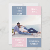 Blütenblauer Farbblock Hochzeit speichern Datum Save The Date (Vorderseite)