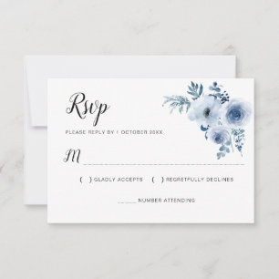 Blütenblauer Hochzeitskarte RSVP Karte