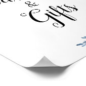 Blütenblauer Hochzeitskarten & Geschenkschild Poster (Ecke)