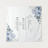 Blütenblauer Hochzeitszeichen Wandteppich (Vorderseite (Horizontal))