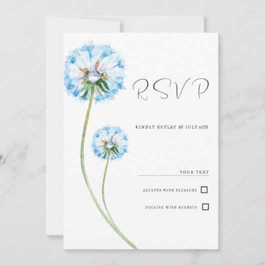 Blütenblauer Lila-grüner Löwenzahn UAWG Einladung (Vorderseite)