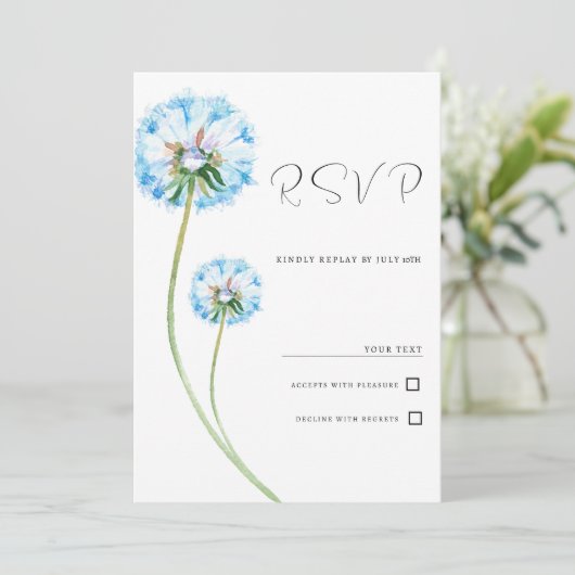 Blütenblauer Lila-grüner Löwenzahn UAWG Einladung (Stehend Vorderseite)