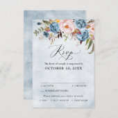 Blütenblauer Pfirsichblütenblütenblauch RS Hochzei RSVP Karte (Vorne/Hinten)
