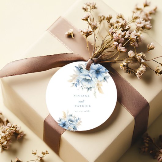 Blütenblauer Rahmen Blütenhochzeit Geschenkanhänger